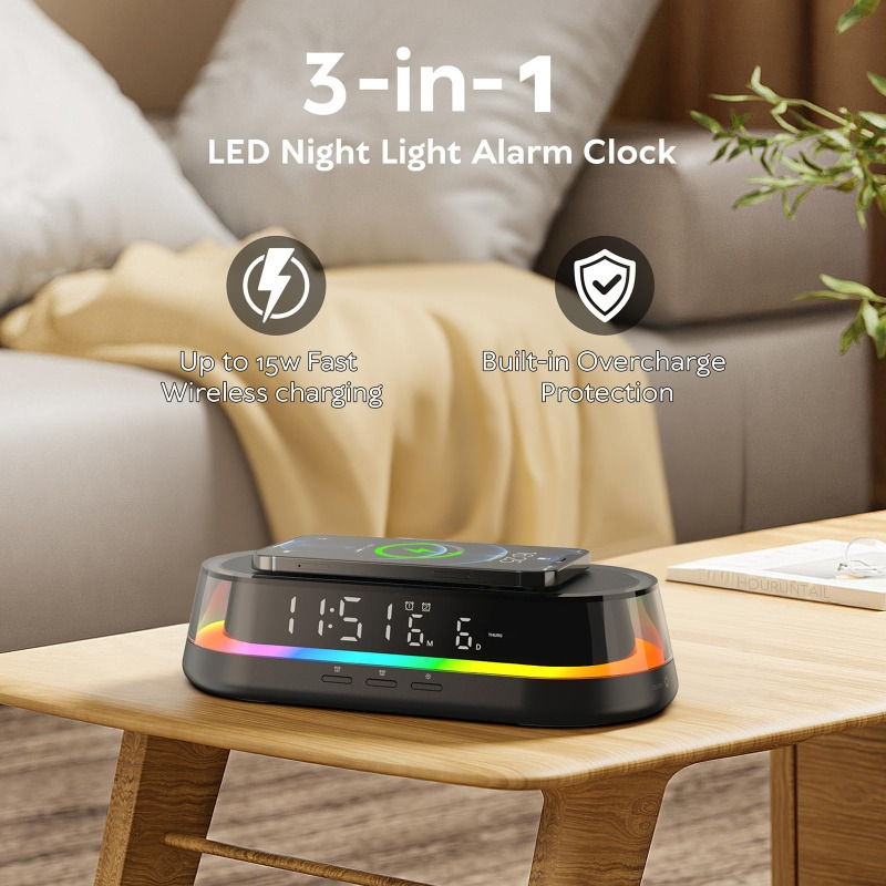 

Wireless Charger 15w Adjustable Bedside Lamp, Lamp, Customized Alarm Clock Table Lamp Charger For Bedrooms, And For Quickly To