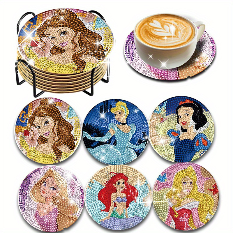 

6pcs Of Diy Shaped Diamond Art Coasters Featuring Cute Like , , , And . Heat-resistant, Non-slip Mats Are Home Kitchen Use And Make Great Gift Accessories For Holidays.