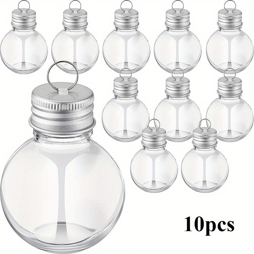10 Fillable Christmas Tree Ornaments, Transparent Plastic Christmas Ball Pendants, Home Party Decorations, Outdoor Holiday Decor