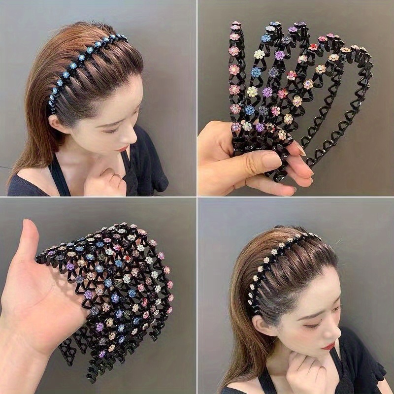 

1/3pcs d'élégants bandeaux à fleurs en strass étincelants, et rétro, bandeau de tempérament, épingle à cheveux pour femme, style forêt , super coiffe .