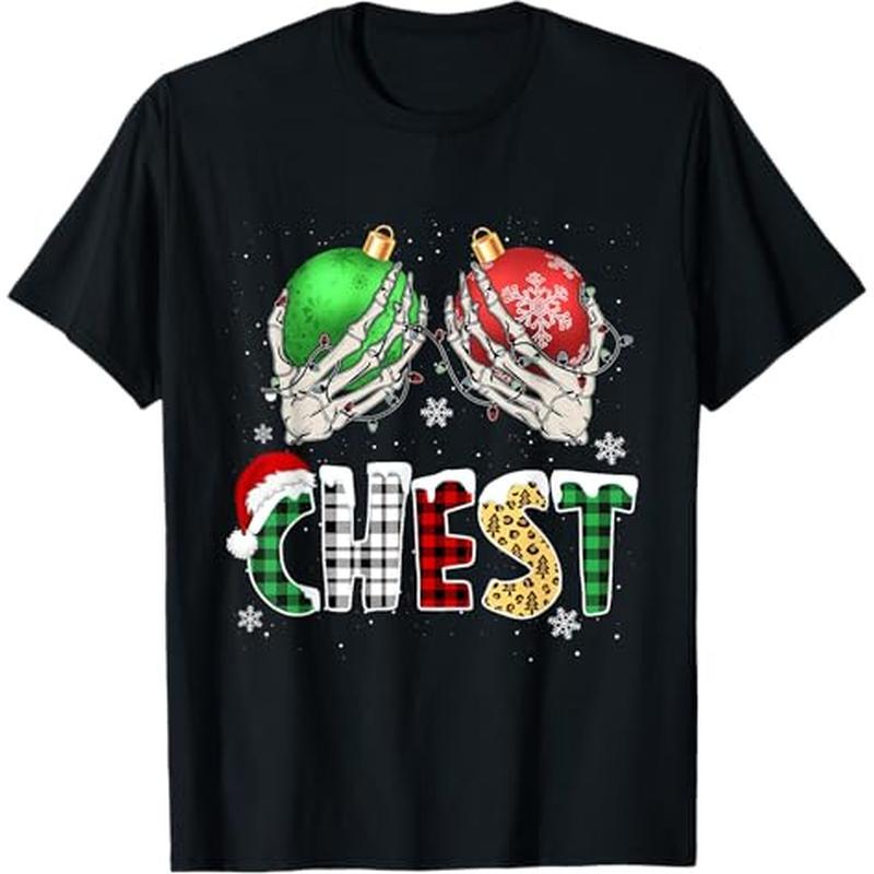 

Christmas Chest Nuts Couple Matching Costume T-shirt, 100% Cotton, Gift For Men Women Dad Mom Friends, S-xxxl, Black