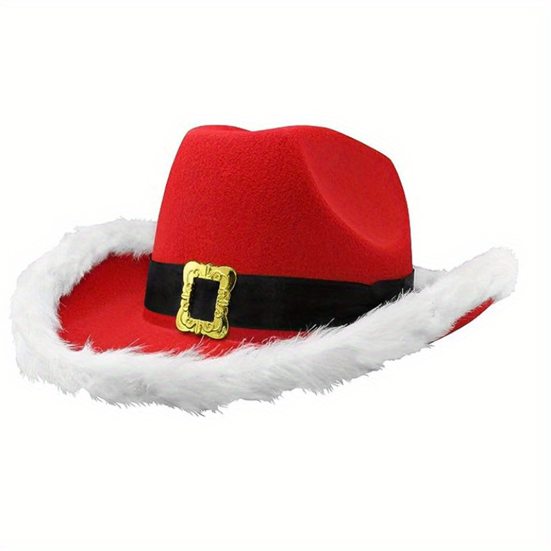 TEMU 1pc Christmas Cowboy Hat For Women, Thickened Fiber, Non-stretch, Lightweight Knitted  , Theme, Hand Washable