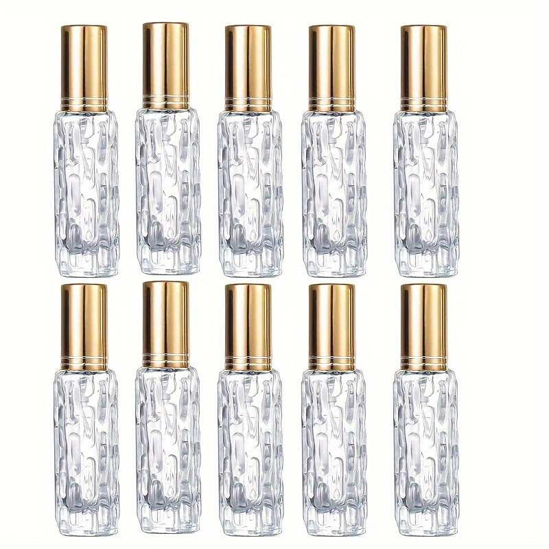 

10ml Glass Roller Bottles Paba-free With Stainless Steel Ball - Round Hand Wash Essential Oil Vials, Pack Of 10