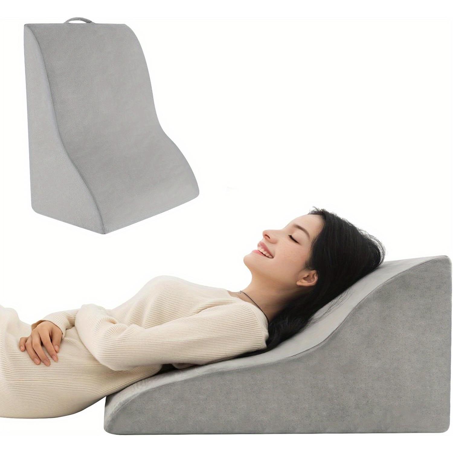Wedge Cushion For Beds And Sofas With Handle And Washable Cover, Grey