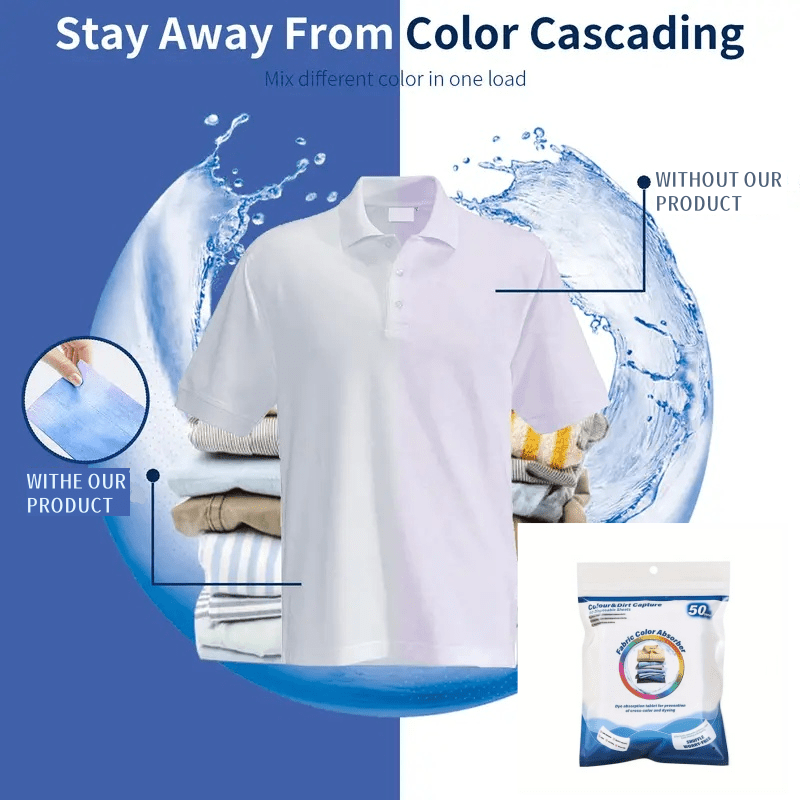 

50-pack Color Laundry Sheets, Non-woven Fabric, Prevents Fading, Brightens Clothes, Safe For