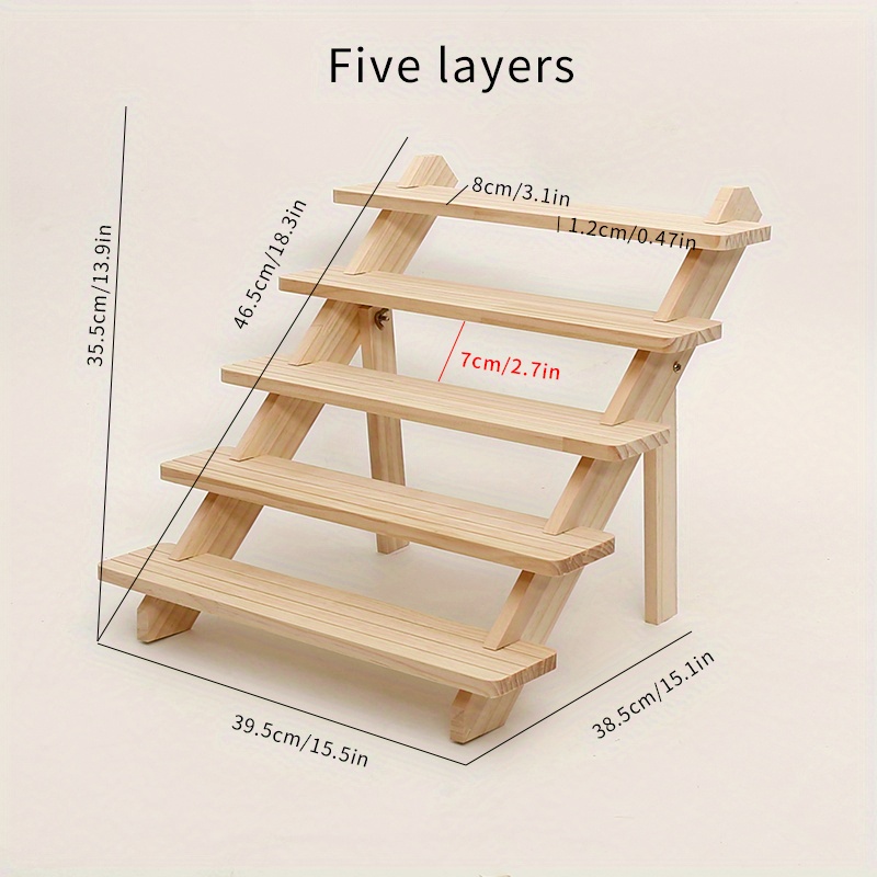 Image of 1pc Display Rack Wooden Storage Rack, Desktop Small Doll Placement Rack, Wooden Rack For Placing Bracelets, Rings, Necklaces And Jewelry, Plant Storage Rack, Creative Trapezoidal Display Rack