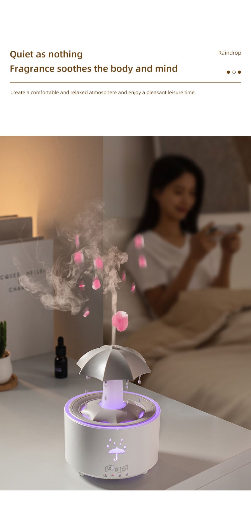 rotating aromatherapy humidifier with essential oil diffuser with led lights plug powered 110v us plug for room types ideal for home office and holiday gifts details 8
