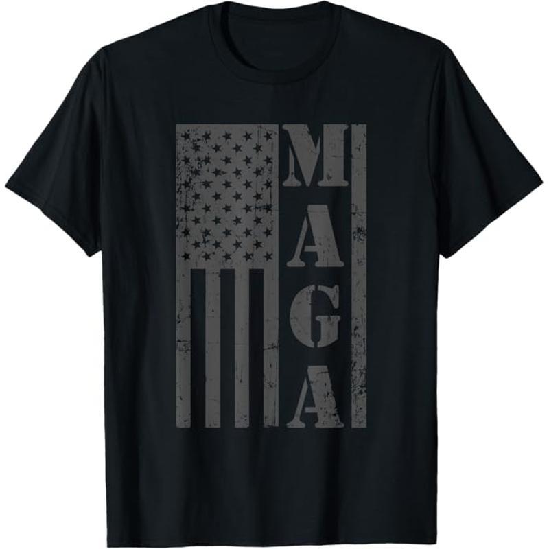 

Maga Flag Patriotic Gray Distressed American Flag T-shirt, 100% Cotton, Gift For Men Women Dad Mom Friends, S-xxxl, Black