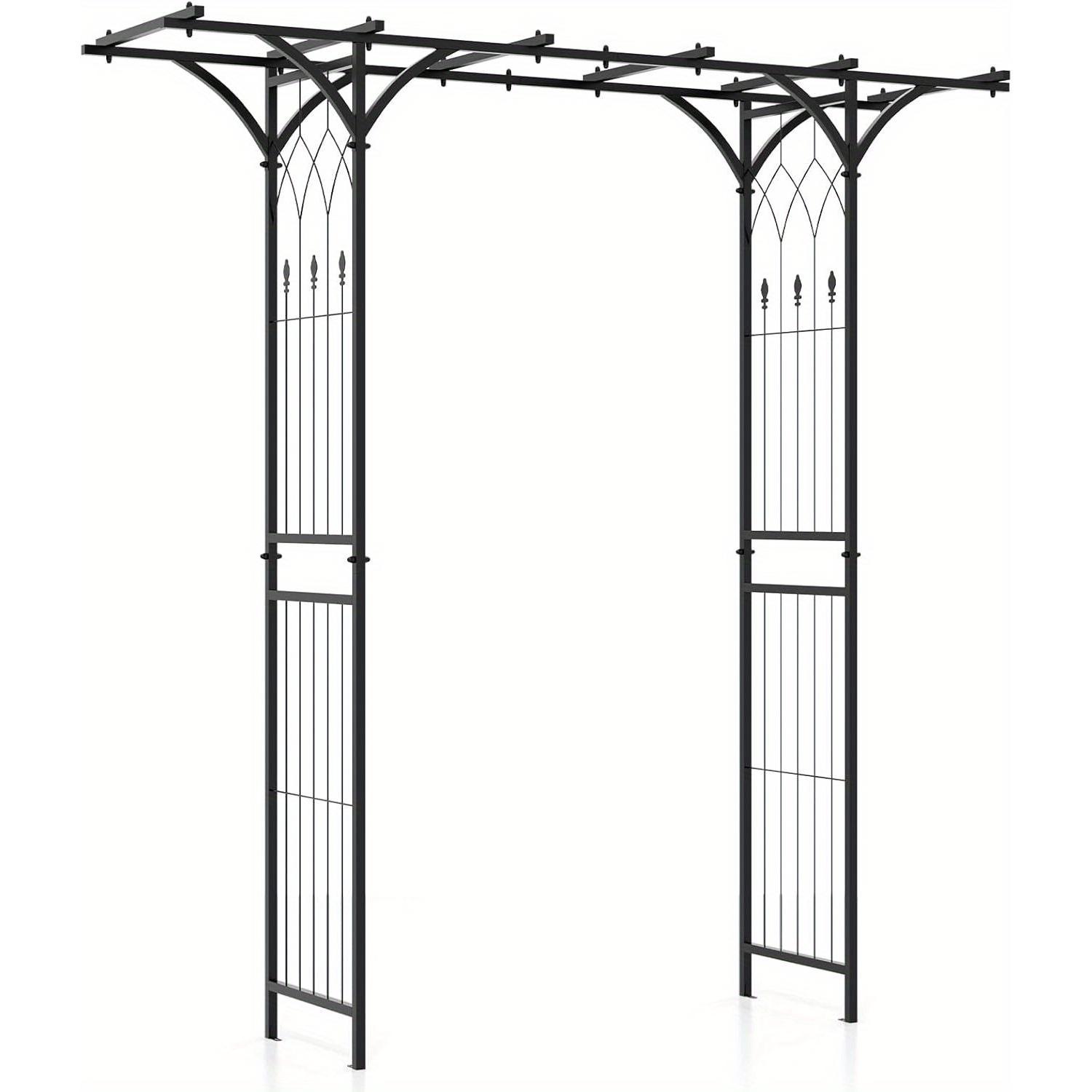E-shop Metall-Rosenbogen, Gartenbogen für Kletterpflanzen, Bogenweg Garten, Rosen-Trellis, Kletter-Trellis, schwarz