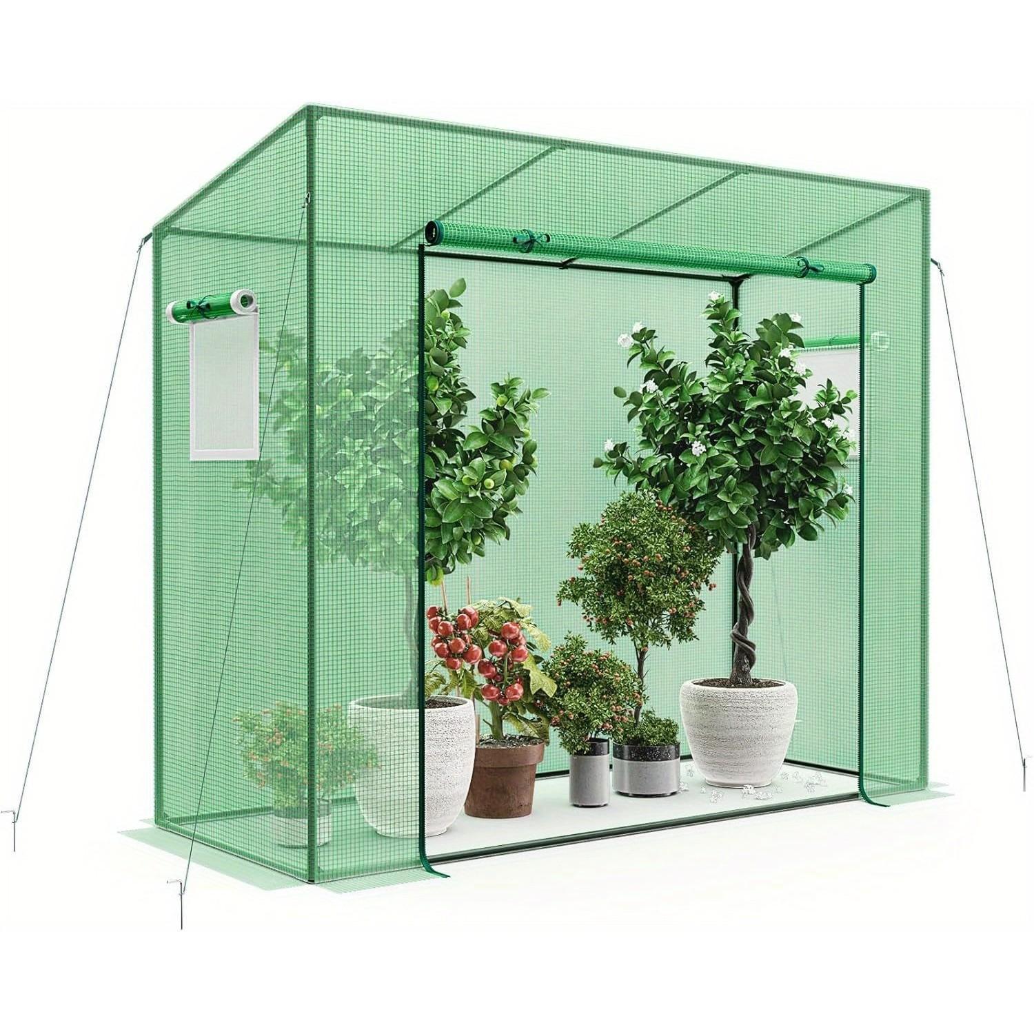 Greenhouse, Foil Greenhouse Featuring A Roll Up Door, Pe Cover With Net Windows, Greenhouse Designed For Tomatoes