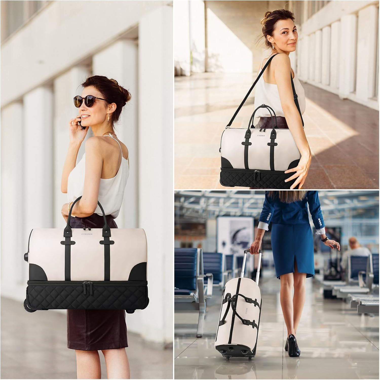 2pcs girls duffel bag with wheels girls rolling duffle bag for