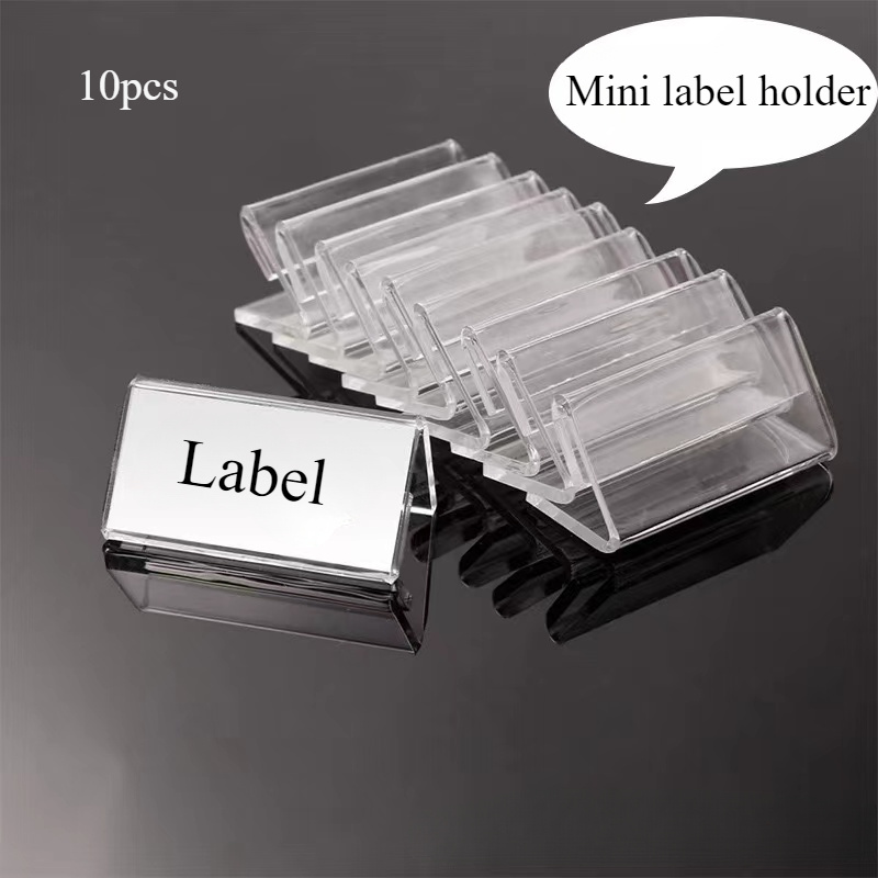 

10pcs Clear Acrylic L-shaped Label Holders - Tag & Name Card Display Stands, 4x2cm