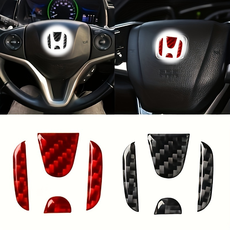 

For Honda Steering Wheel Emblem Cover - Carbon Adhesive Badge Kit For Civic, Accord & Odyssey - Accessory