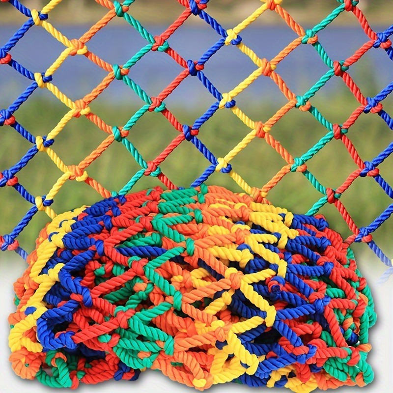 TEMU 1pc Vibrant Multicolor Knotted Rope Net - Durable Ps Material, Ideal For Playgrounds & Patios, Perfect For Softball & Baseball