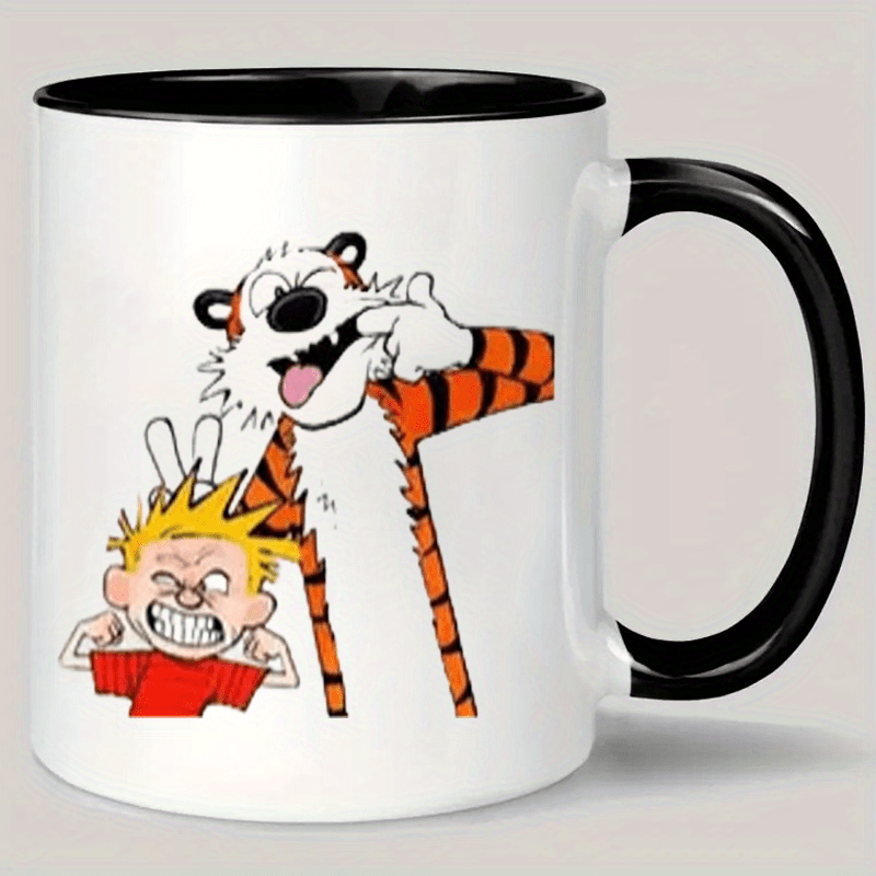 TEMU 1pc, A Gift For Men And Women, And Cartoon Mug, Ceramic Coffee Cup, Reusable Thermal Beverage Container, Home And Kitchen Decoration, Gift For