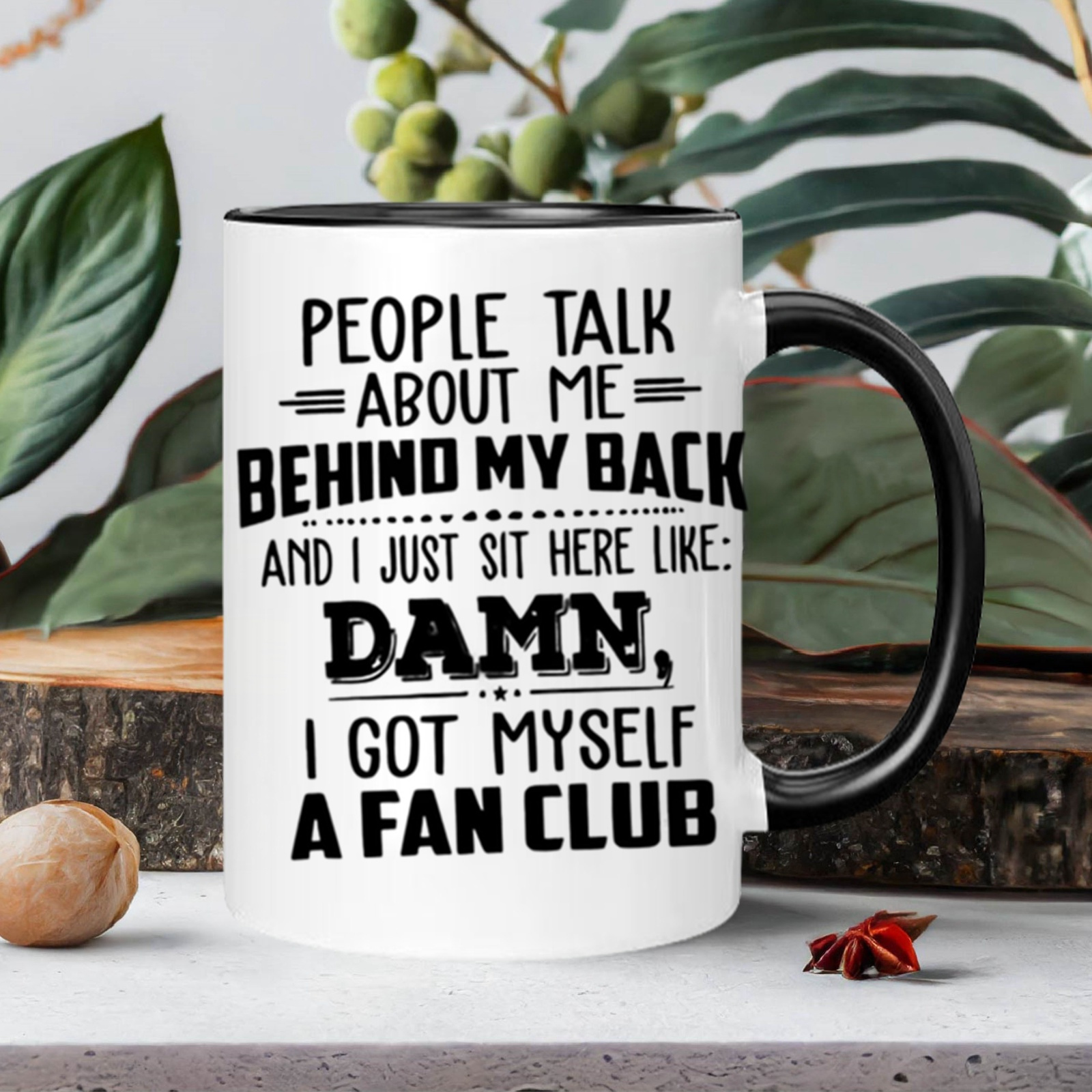 

Funny Ceramic Mug - 'people Me Behind My Back' Design With Humorous Quote, Coffee Or , White With Black Interior, And Stylish, Coffee Bar Accessories