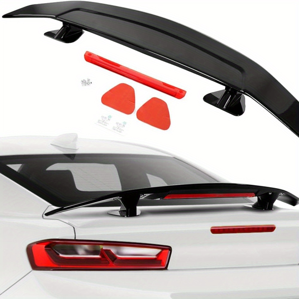 TEMU 46inch Universal Rear , Abs Racing Wing Lightweight, Gloss Black Rear Trunk Wing Lid Tail Deck Weatherproof With Accessories Kit (gloss Black)