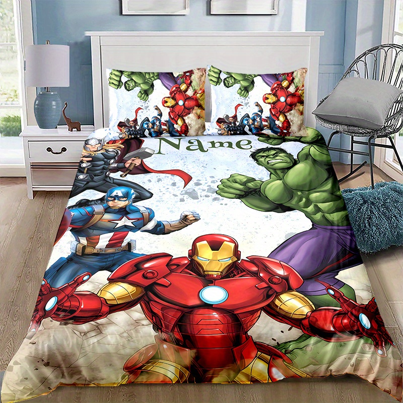 

Customizable 3d Superhero Duvet Cover Set With 2 Pillowcases - 100% Polyester, Knitted, Zipper Closure, Machine Washable, Tear Resistant, Cartoon Bedding Set - Ideal For Bedroom