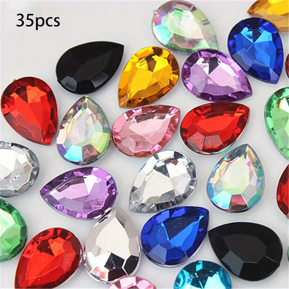 TEMU 35 pièces de acryliques 0,51*0,7 pouces à fond pointu, parfaits pour les accessoires DIY, vêtements et téléphones portables