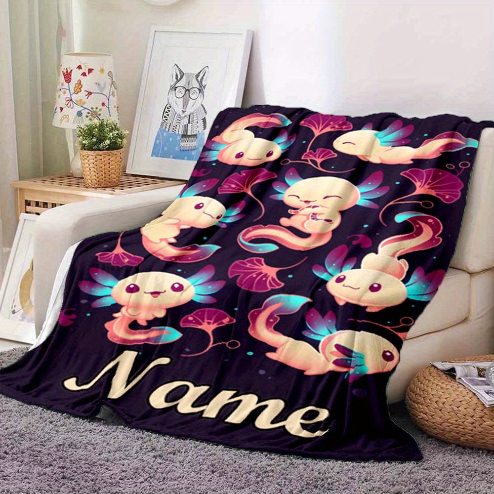 

Personalized Axolotl Blanket - Soft, Plush High-flannel Throw For Sofa, Bed, Travel & Camping | Custom Name Option | Ideal Christmas Gift