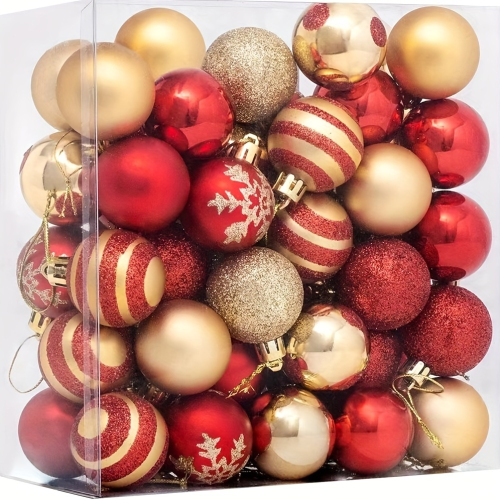 

A Set Of Christmas Decorations: 50 Assorted Decorative For - Including Red, And Silvery