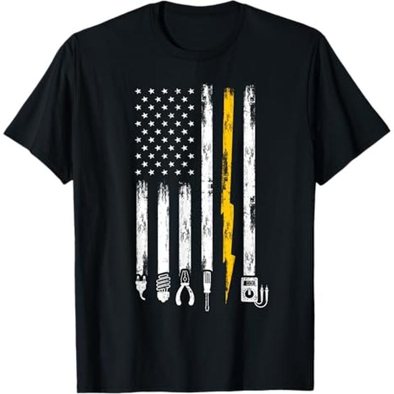 

Electrician Us Flag Tools For Electricians T-shirt, 100% Cotton, Gifts For Men Dad Husband , S-xxxl