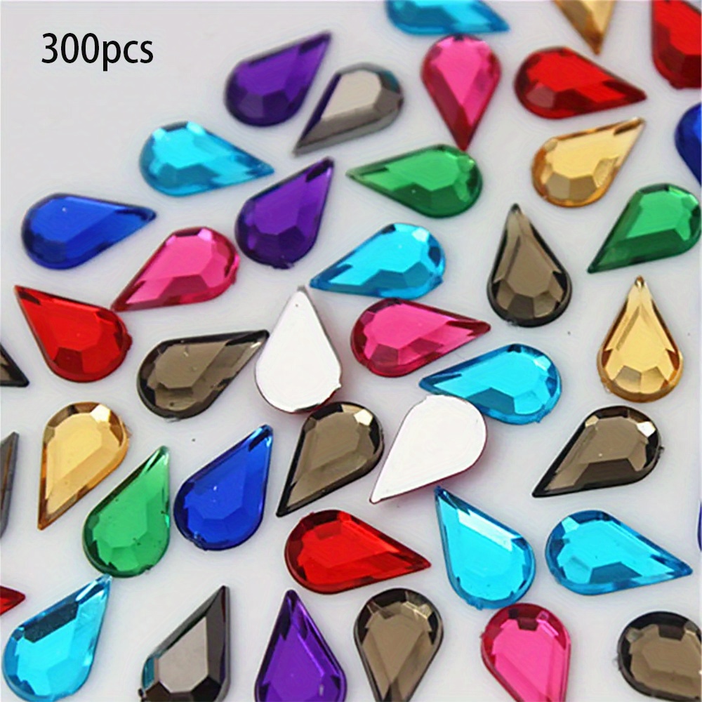Image of 300pcs 0.24*0.39 Inch Random Color Mixing Drop-shaped Acrylic Flat-bottomed, Used For , Handicrafts, Clothing, Shoes And Hats, Luggage Accessories.
