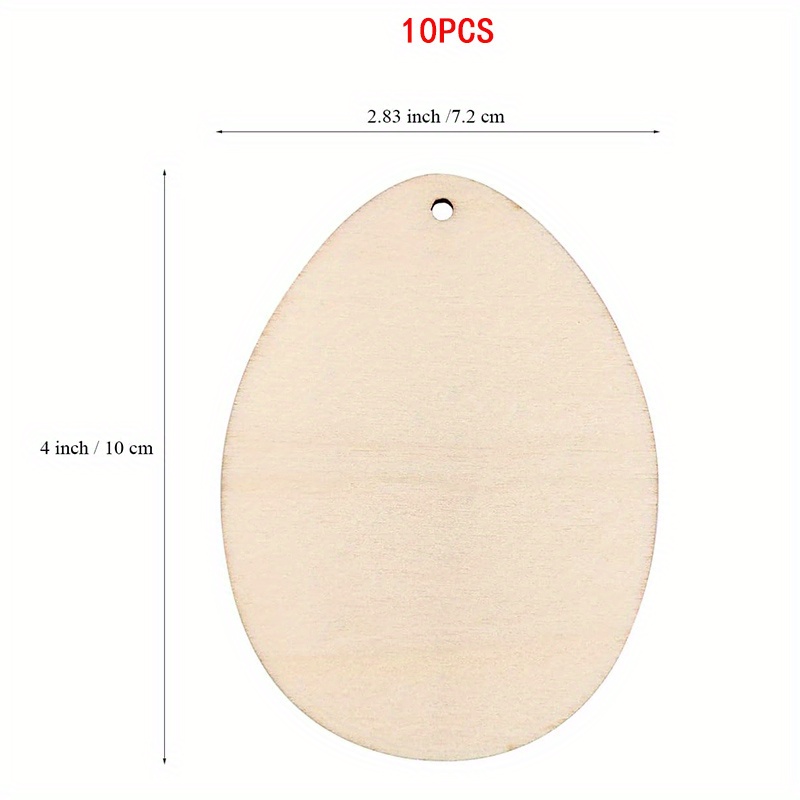 Image of Creative New 10pcs Easter Wooden Blank Unfinished Oval Egg Wooden Holiday Decorations Pendants Diy Hand-painted Art Supplies Craft Labels Home Wedding Party Festival Event Decor Gifts