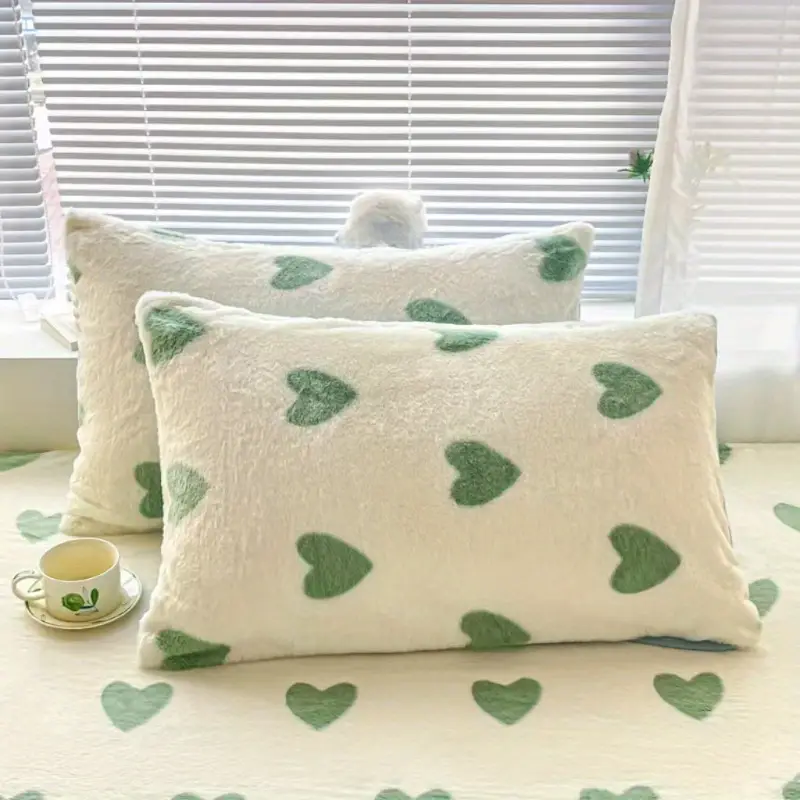 2pcs thickened soft pillowcases love pillowcase high gram weight long plush thickened warm machine washable Product details 4