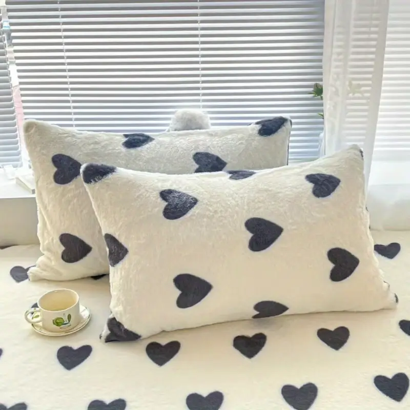 2pcs thickened soft pillowcases love pillowcase high gram weight long plush thickened warm machine washable Product details 6