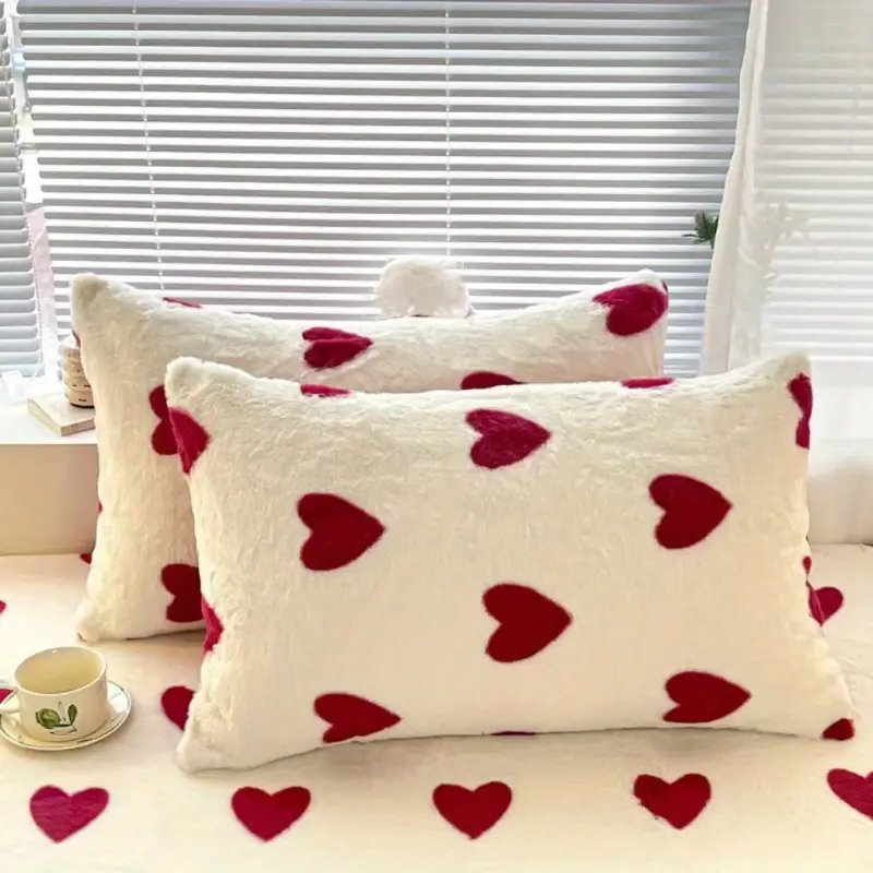 2pcs thickened soft pillowcases love pillowcase high gram weight long plush thickened warm machine washable Product details 3