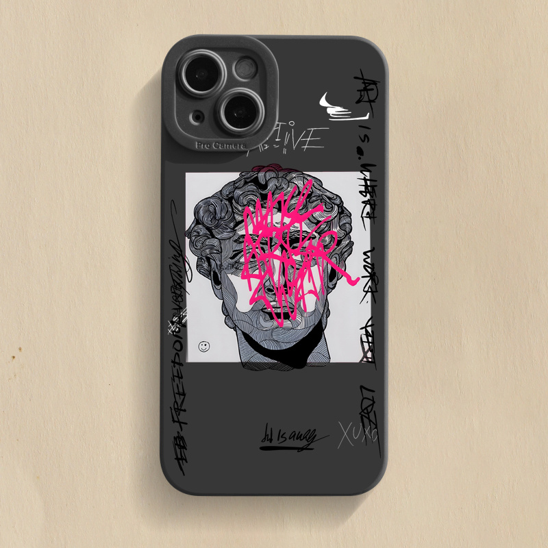 TEMU Phone Case - 1pc Graffiti Great Art Aesthetic Coverage Lens Tpu Phone Case Suitable For Iphone 18 17 16 15 14 13 12 11 Pro Max Xr X Xs 7 8 14 15