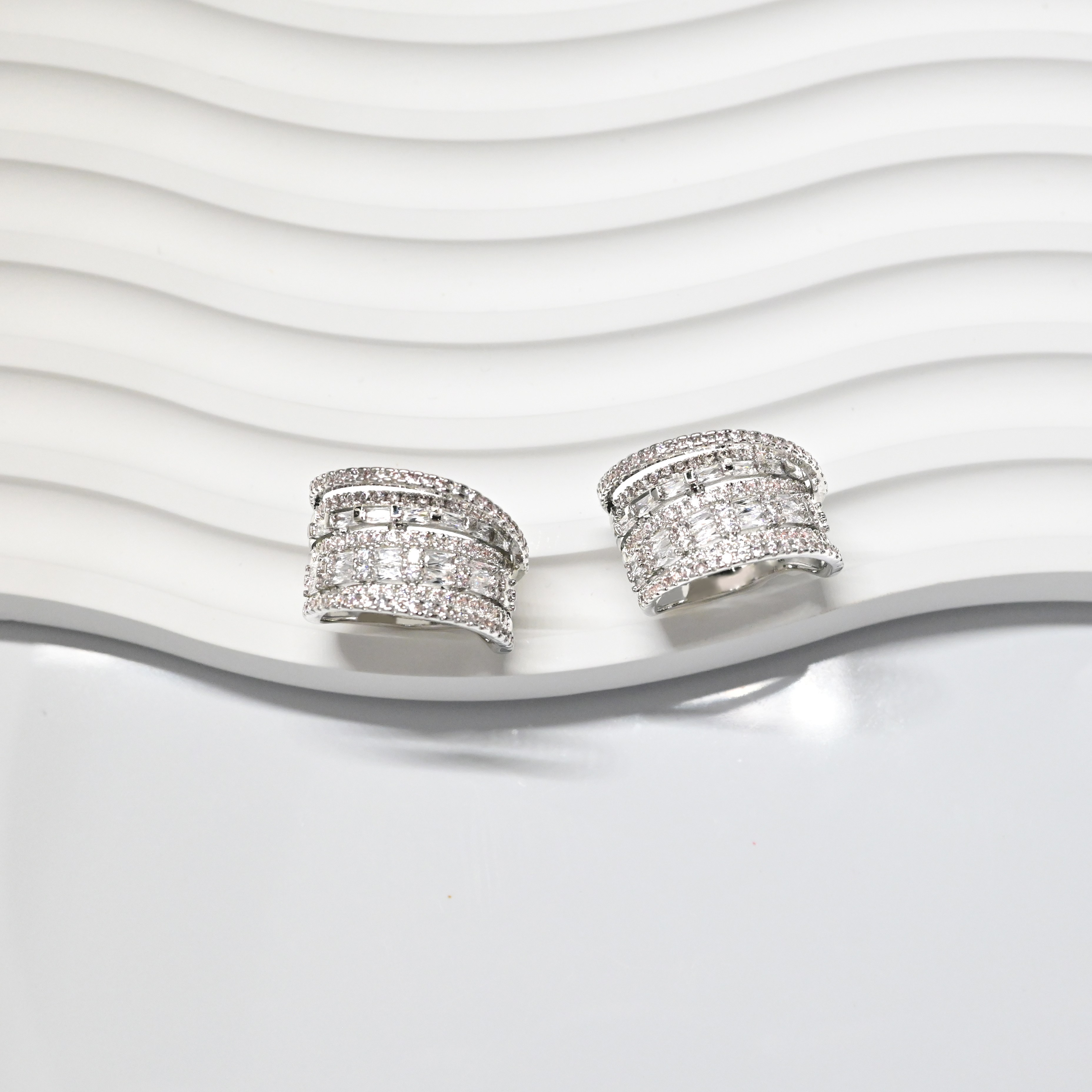 Unisex Silver Plated Copper Ring with Cubic Zirconia Birthstone