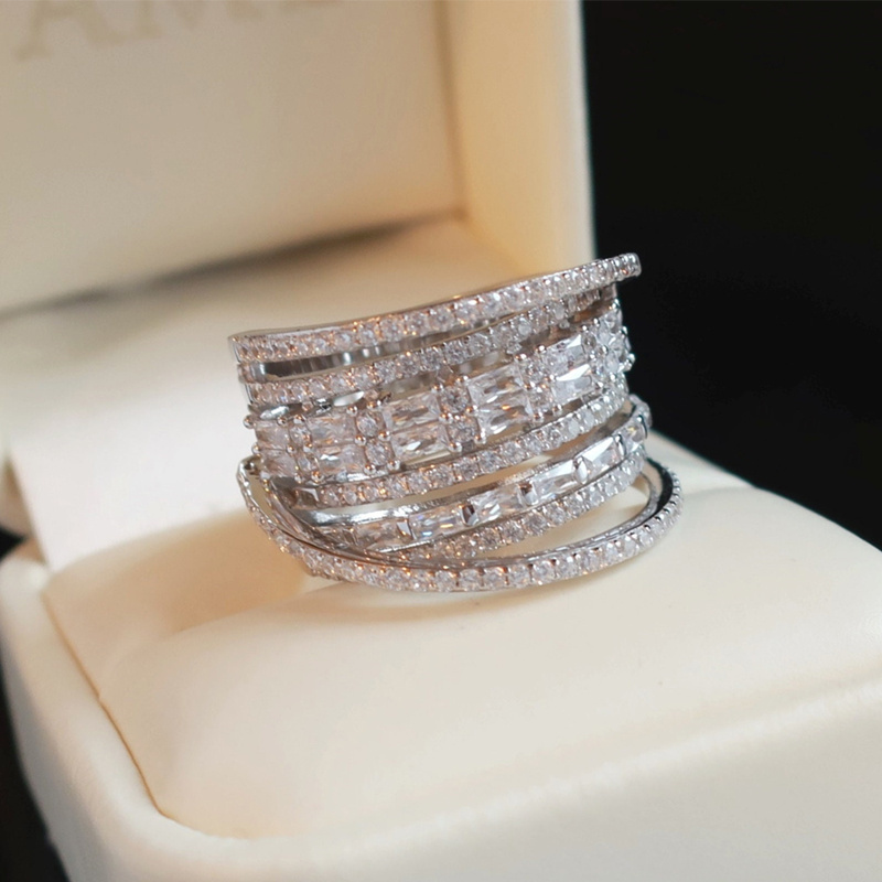 Unisex Silver Plated Copper Ring with Cubic Zirconia, Stylish Gift