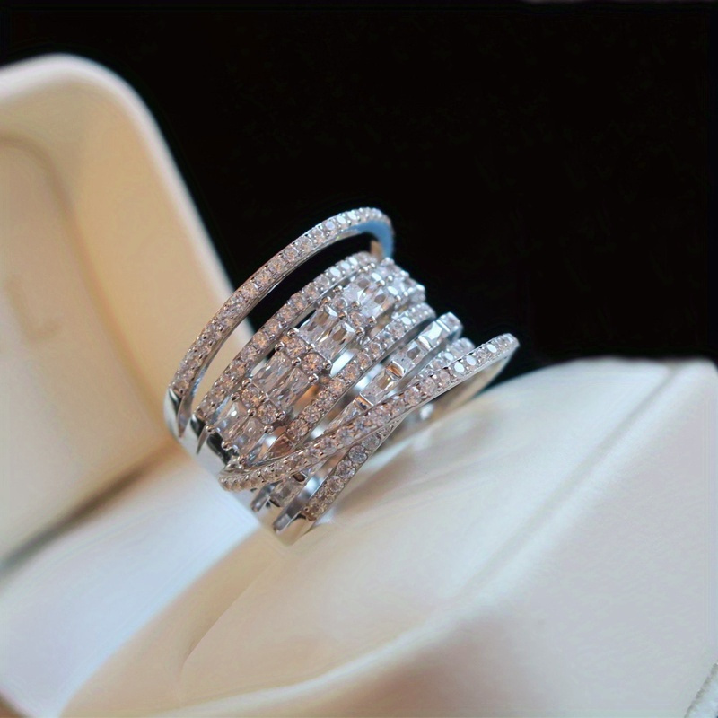Unisex Silver Plated Copper Ring with Cubic Zirconia, Stylish Gift