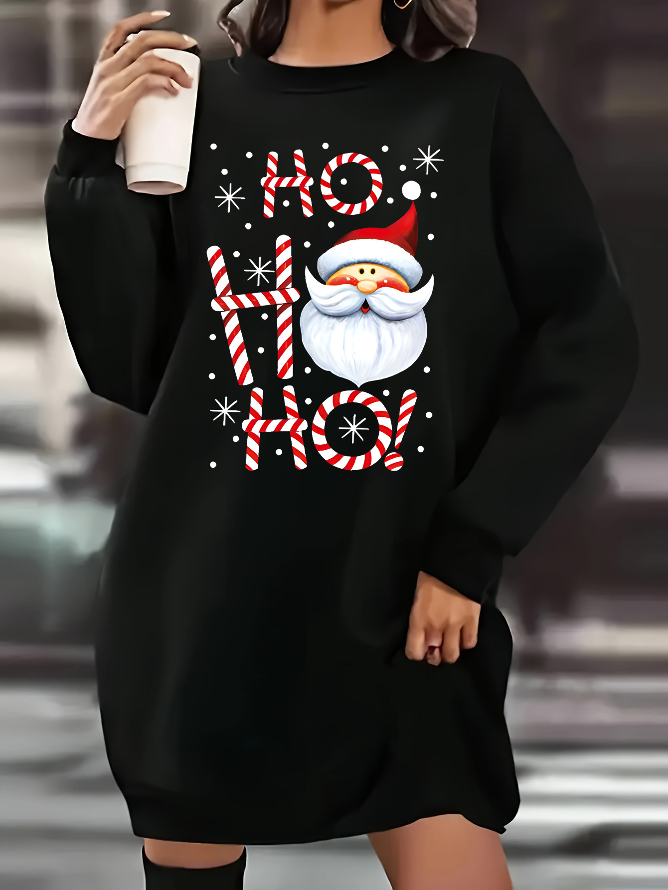 knee length dresses for ladies Womens Christmas Sweater Dress Long Sleeve Xmas Snowflack Tree Print –  REENOVY main image 1