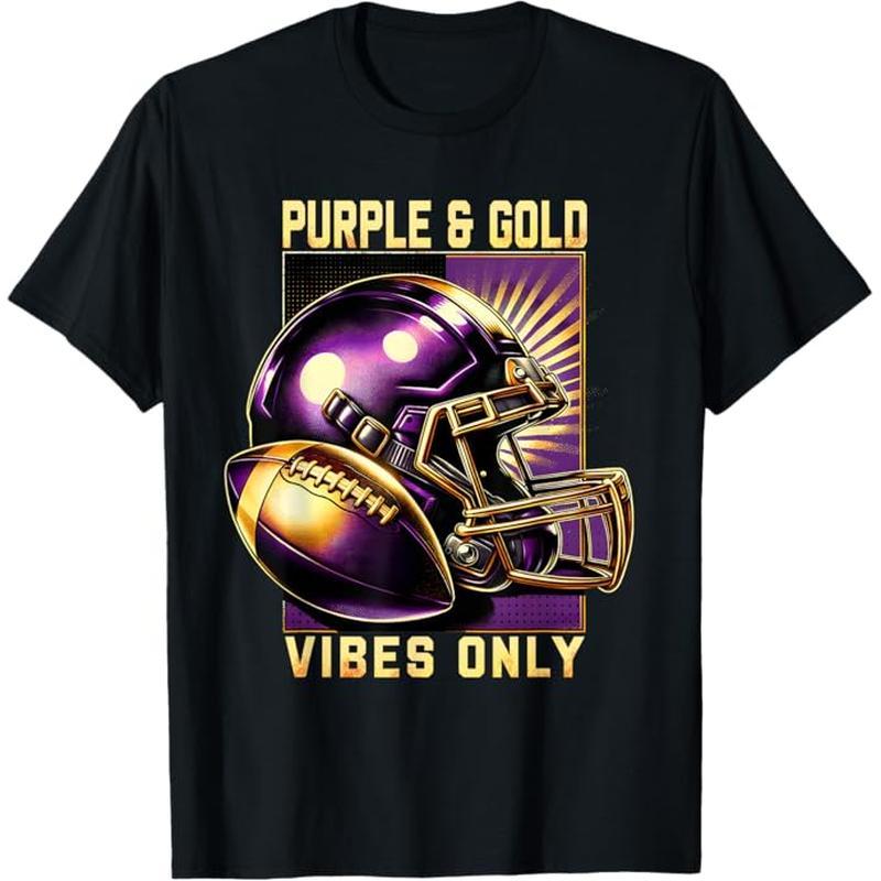 

Purple & Gold Retro Football Lovers Football Team T-shirt, Black, 100% Cotton, Gift For Men Dad Friends, S-xxxl