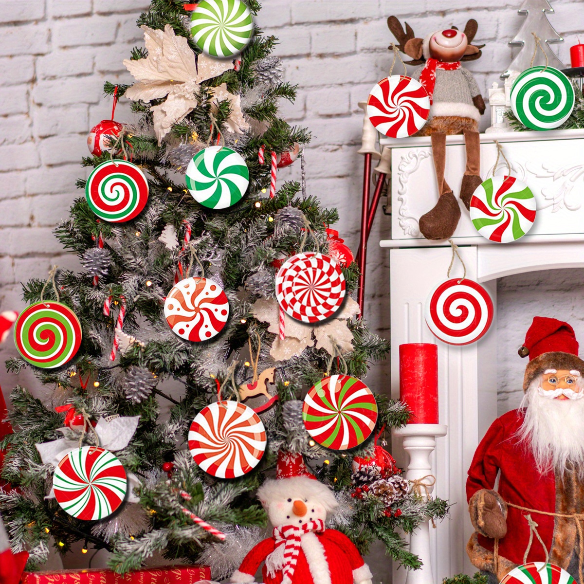 

32pcs Christmas Decoration, Ornaments, Round Hanging Ornaments For Sweet , Christmas