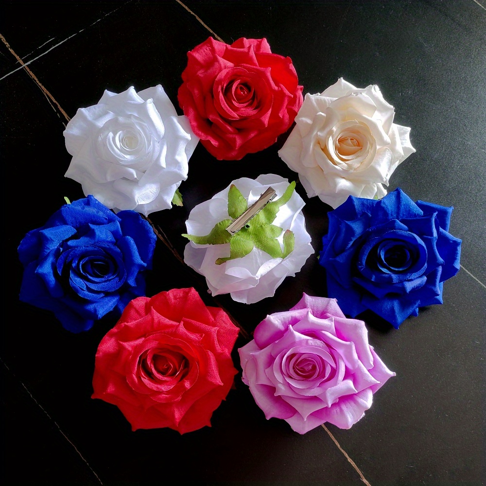 

Vintage Fabric Rose Hair Clip - High-quality Simulated Single Flower Accessory For Weddings, Festivals, And Fashion Events - 14+ Age Group, Solid Color Floral Headdress, 1pc