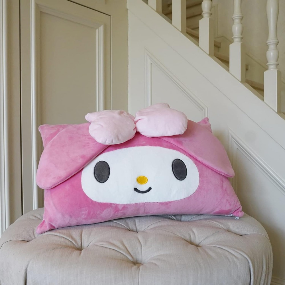 

Sanrio Adorable Cartoon Plush Pillowcase - 100% Polyester, Removable & Machine Washable, Zippered Closure, Ideal For Dorm & Living Room Decor