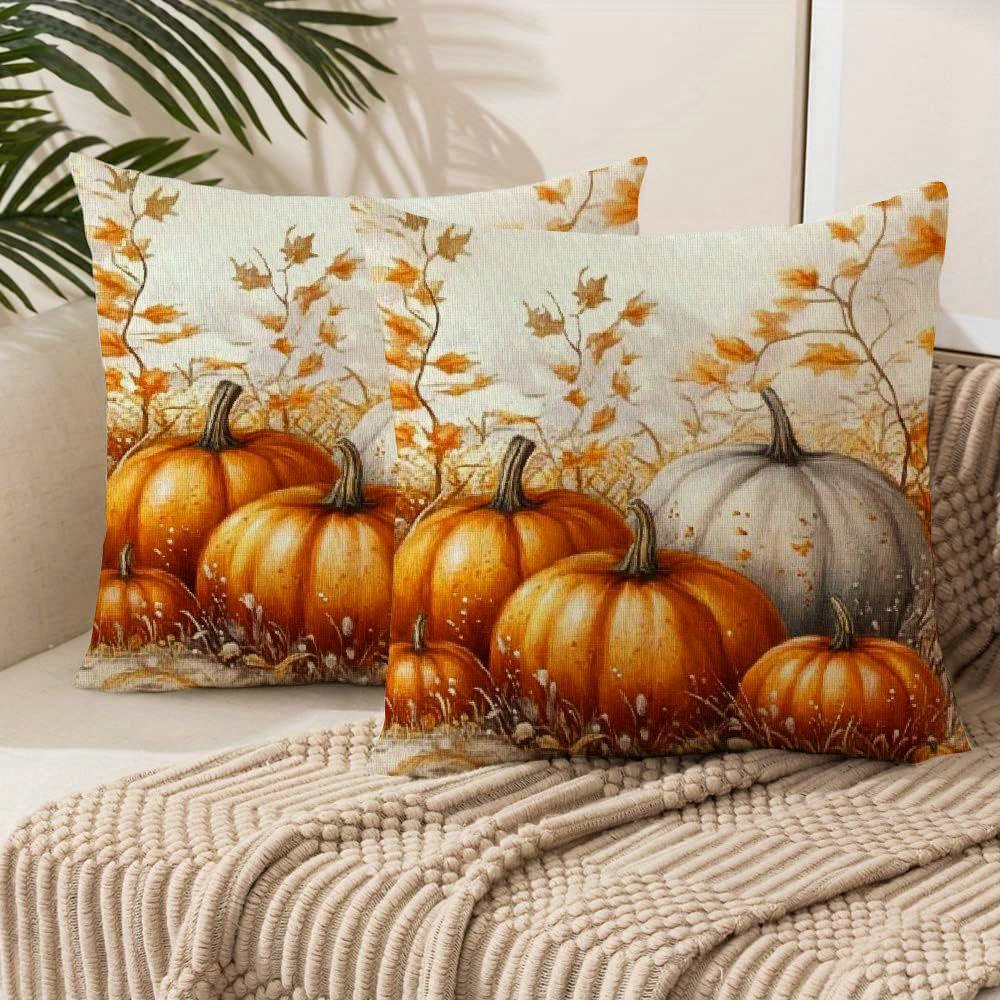 

Rustic Fall Pumpkin & , Ynzllo0orj Polyester Throw Pillow Covers, Watercolor Print, Multiple Sizes, Zippered Cushion Cases For Home & Outdoor Decor, Machine Washable