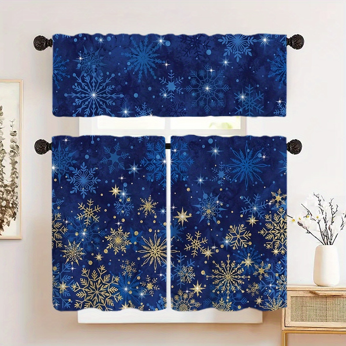 

Christmas And Curtains, 1pc/2pcs Set, Polyester Rod Drapes, , , For , , Bathroom, Decor