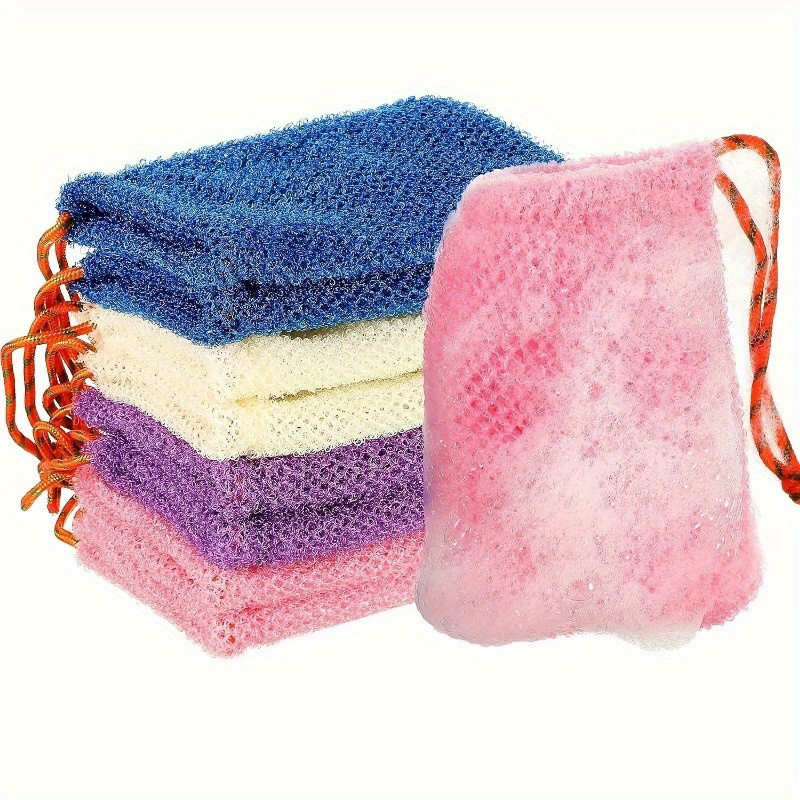 

4-pack Gentle Exfoliating Pouches With Drawstring - Non-scented Mesh Bags For , & Hang Dry Design