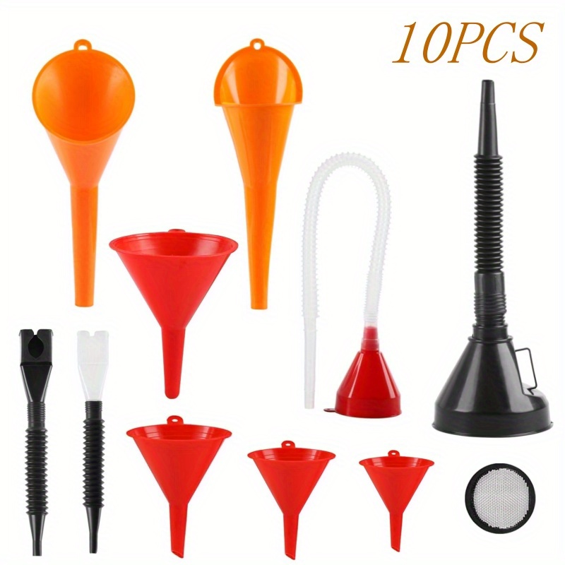 

Car Funnel Set, Including Plastic Long Funnel, Spring Funnel, Flexible Right Angle Funnel, Wide Mouth Fuel Funnel, With Filter Screen, Suitable For Filling Coolant, , Water, Engine Oil