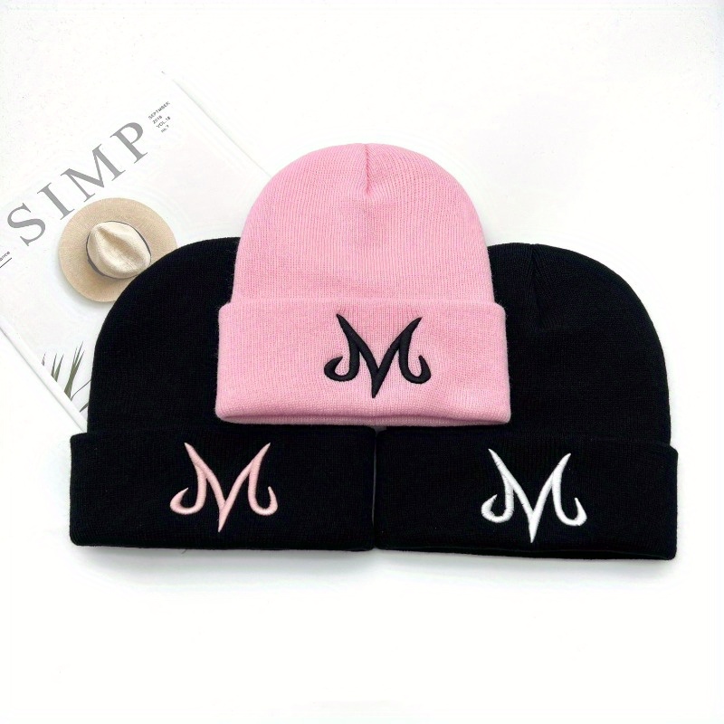 

Embroidered Letter Knit Beanie - Fashionable, Warm & Stretchy For Couples, Fall/winter