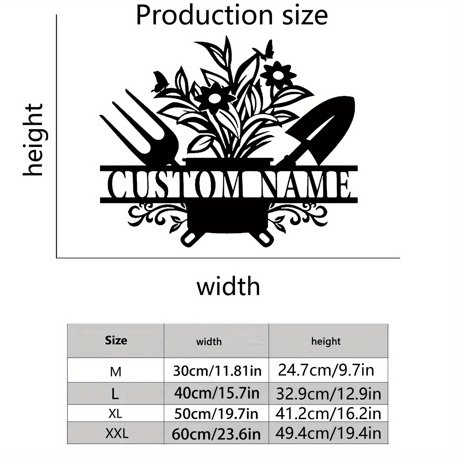 personalized metal door hanger sign with potted plant garden tools design customizable     for home outdoor garden decoration black iron cut out craft suitable for adults 14 details 3