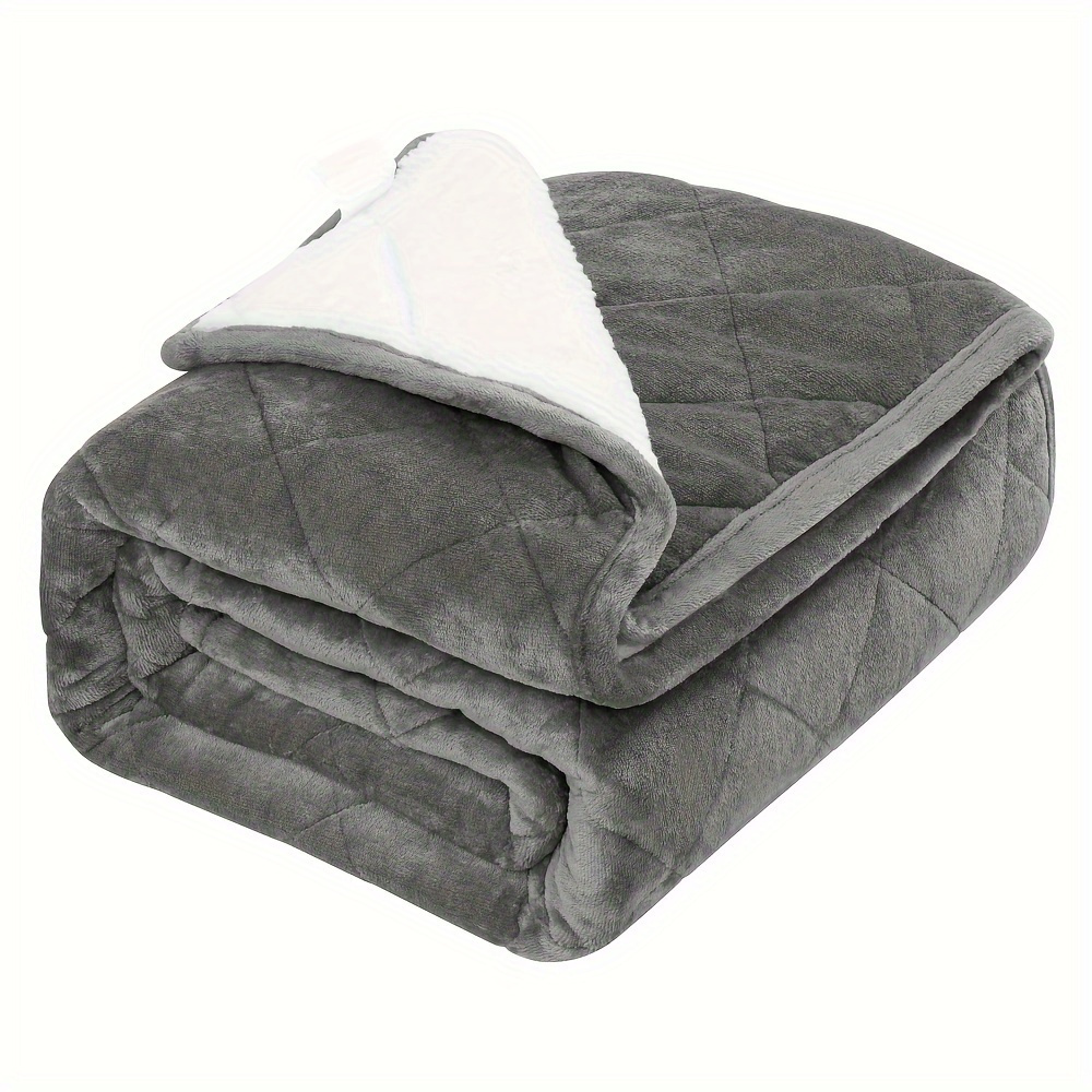 Image of 1pc, Adult Weighted Blanket, Double-sided Glass Bead Weighted Blanket, Warm And Comfortable, Fluffy And Soft, Flannel Fabric