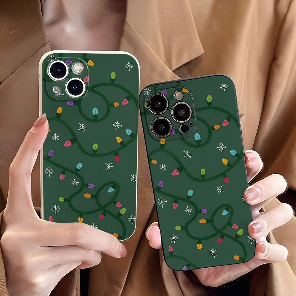 

Christmas Lights Snowflakes Pattern Phone Case For Iphone 11/12/13/14/15/16 Pro Max/plus, Protective Cover