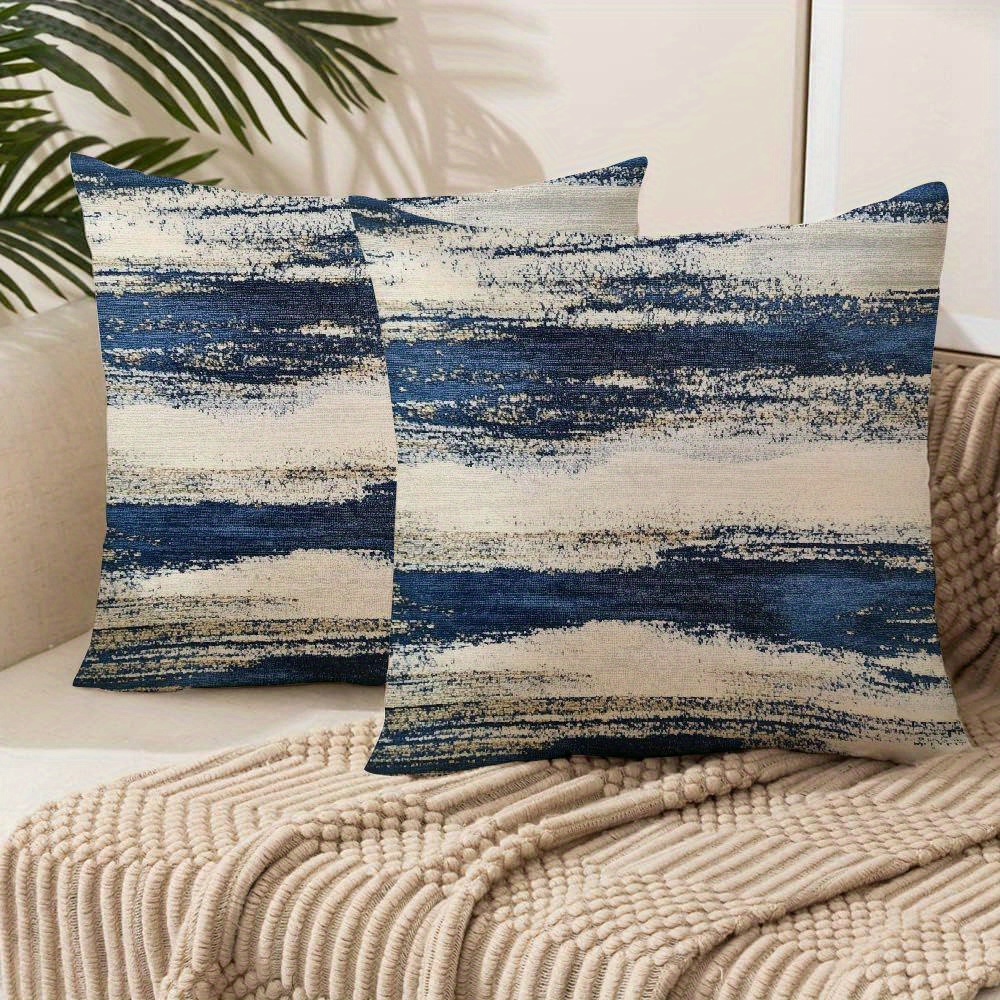 

2- Striped Decorative Sofa Cushion Covers, 18x18 , , Mixed , ( & Fleece ), , , , Polyester