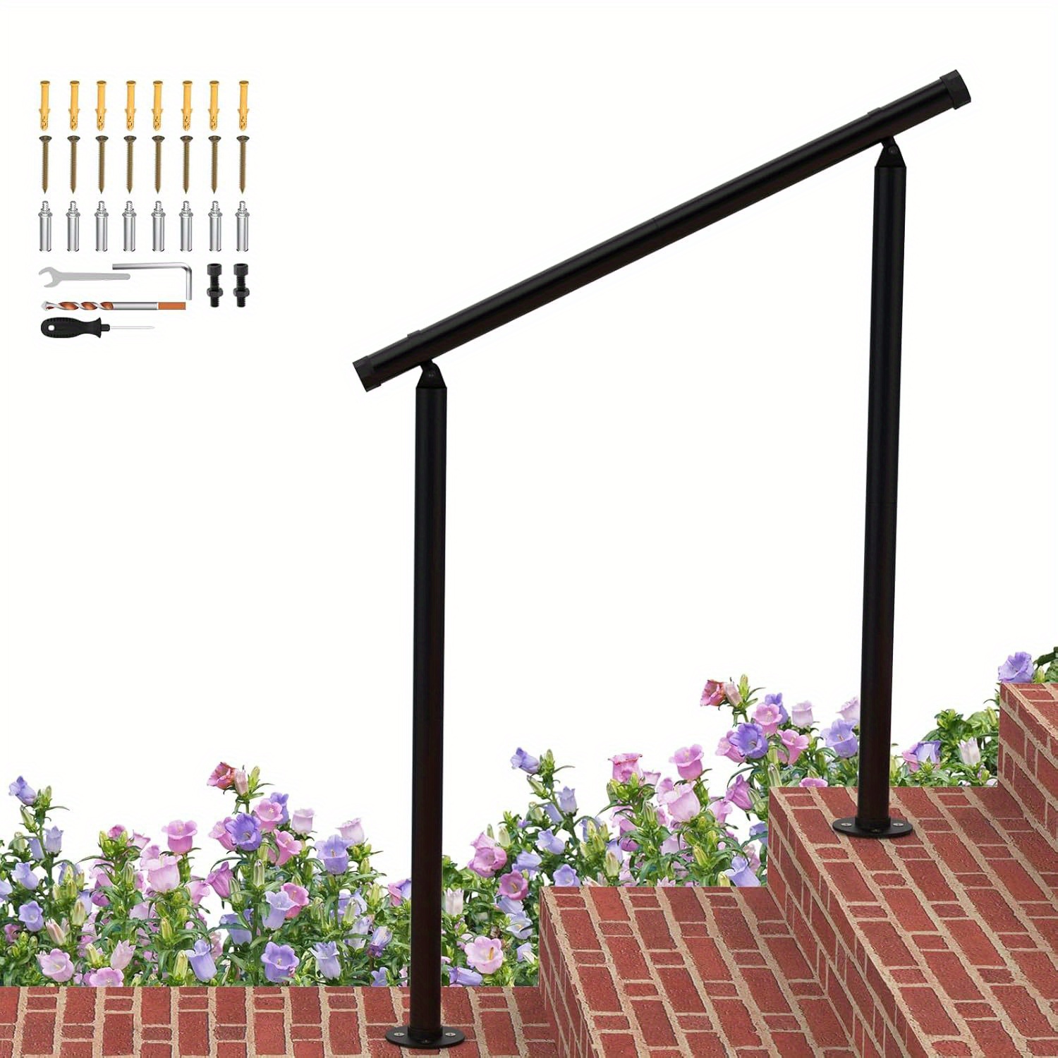 

3 Step Handrails For Outdoor Steps, Railing Kit Fits 1 To , Outdoor Stair Railing Kit For Concrete, Porch Railing, 1 Pcs/2 Pcs